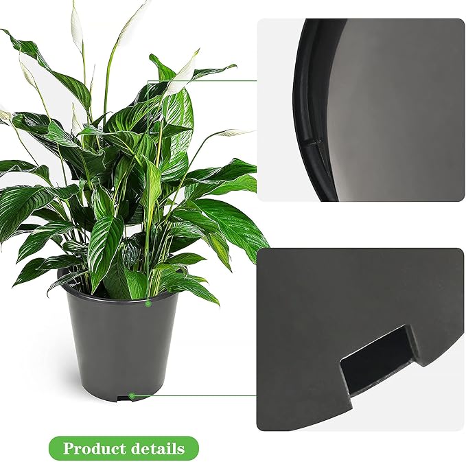 Planter Nursery Pots 1.6 Gallon Pots for Plants, Injection Molded Plastic Nursery Pots, Plant Container 1.6 Gal 10-Pack