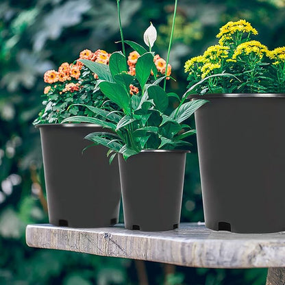 Planter Nursery Pots 1.6 Gallon Pots for Plants, Injection Molded Plastic Nursery Pots, Plant Container 1.6 Gal 10-Pack