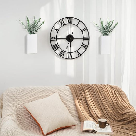 Dahey 2 Pack Wood Wall Planter Vase with Artificial Eucalyptus Farmhouse Wall Hanging Decor Pocket Planter for Indoor Fake Plants Greenery Flowers Living Room Bedroom Kitchen Home Decoration, White