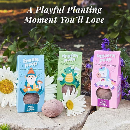 Modern Sprout Wildflower Seed Ball Poop - Non-GMO, Hand-Rolled Clay Seed Bombs with Wildflower Seeds - Plop Plant & Grow Gardening Gift Set for Kids & Adults - (Magical Plop - Pack of 3)