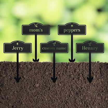 Garden Markers, 4 Pcs Customizable Plant Labels for Herb Garden & Vegetables, Metal Decorative Outdoor Stakes, Seed & Plant Markers for Farmhouse/Greenhouse