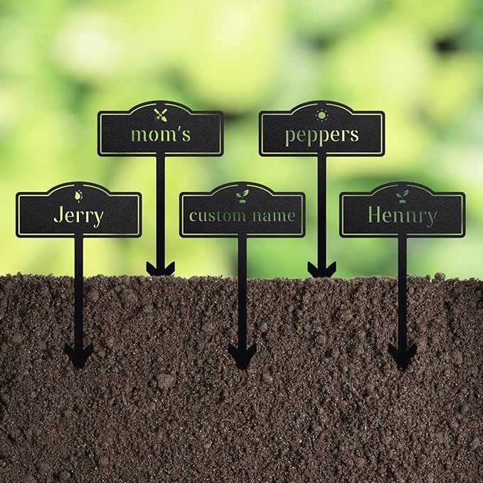 Herb Garden Markers Plant Labels - Customized Metal Gardens Labels Plant Markers Signs for Vegetables - Garden Tags Plant Name Stakes (6 PCS)