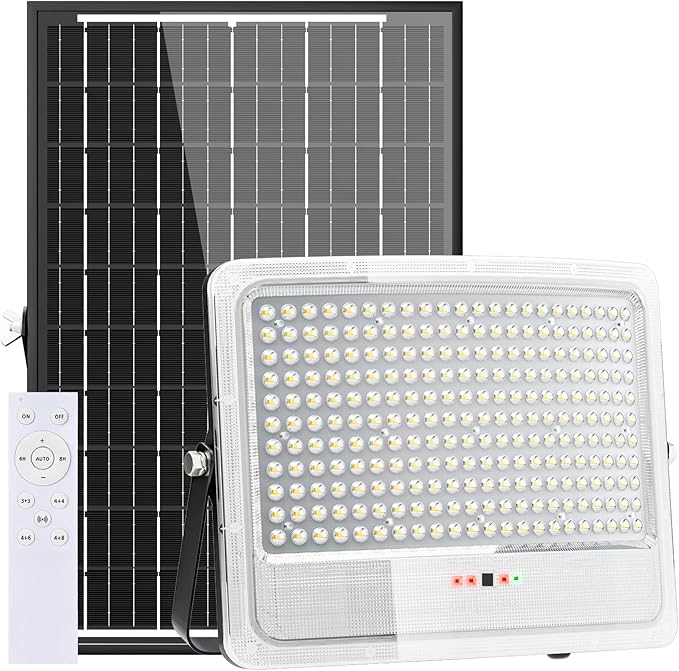 MMKT Solar Flood Lights Outdoor,30000mAh Motion Sensor Outdoor Solar Powered Lights with Remote, IP65 Waterproof Solar Flood Light for Outside, Dusk to Dawn Wall Light for Garage, Patio, Yard