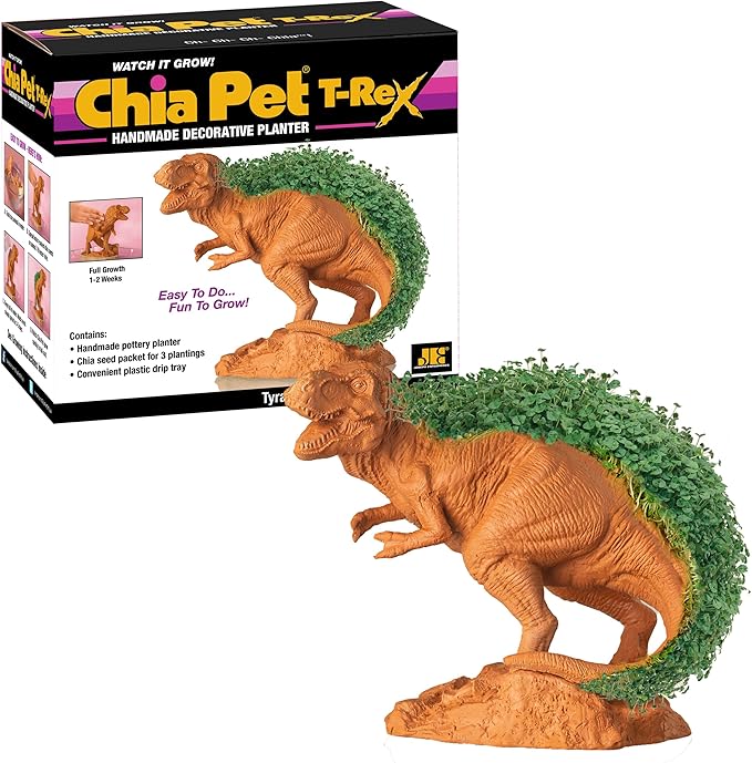 Chia Pet T-Rex - Tyrannosaurus with Seed Pack, Decorative Pottery Planter, Easy to Do and Fun to Grow, Novelty Gift, Perfect for Any Occasion