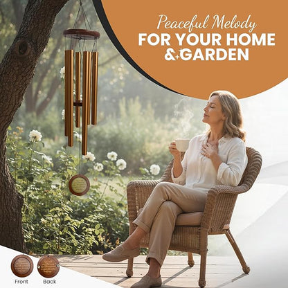 36" Personalized Memorial Wind Chimes with Custom Picture Pendant & a Letter from Heaven | Sympathy Gift for Loss of Loved One, Bereavement Gift Idea, dog memorial gifts for loss of dog - Gold