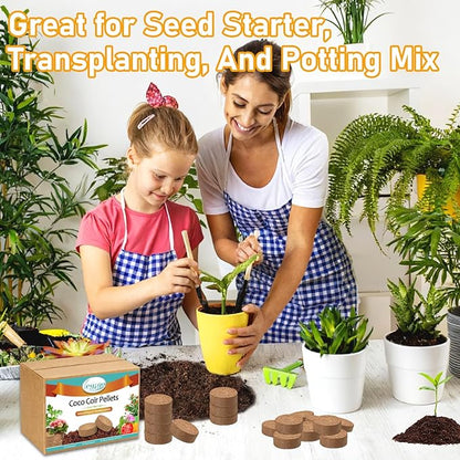 Legigo 50 PCS 40mm Coco Coir Pellets Potting Soil Mix- Compressed Coconut Coir Discs Seed Starting Soil Pellets, Coco Peat Soil Pods for Indoor & Outdoor Plants, Gardening Herbs Bonsai and Vegetables