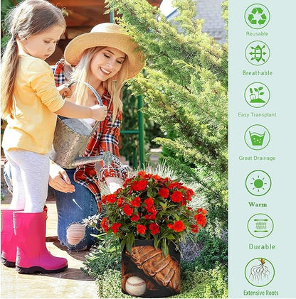 3 Gallon Old Baseball Breathable Grow Bags Heavy Duty Planter Pot Containers with Handles for Potato Tomato Fruits Flowers Vegetables