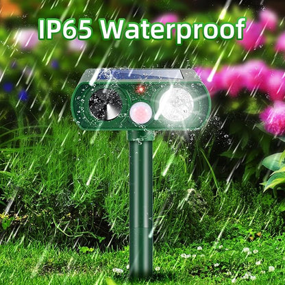 Upgraded Ultrasonic Solar Animal Repellent Outdoor Deer Repellent Devices Cat Deterrent Motion Detection Strobe Light IP65 Waterproof Repeller for Squirrel Racoon Dog Rabbit,Garden Yard,2 Pack