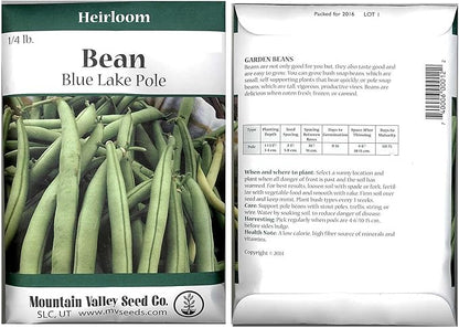 Blue Lake FM1K Pole Bean Seeds - 4 Oz Packet - Non-GMO, Heirloom - Green Bean Vegetable Garden Seeds - Phaseolus vulgaris
