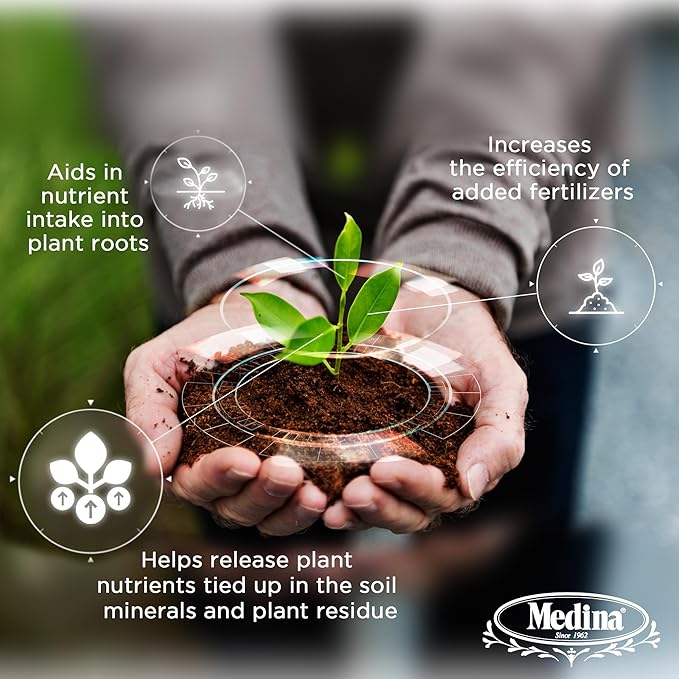 Medina Beneficial Microbes - Enhance Soil Nutrient & Health with Natural Blend, Ideal for Home Gardens, Concentrated 4oz Jar - Treats up to 24,000 sq ft, Sustainable, Long Shelf Life