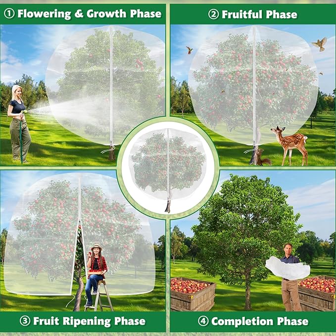 Evoio Bird Netting for Garden Plant Fruit Tree Protection Large Blueberry Bushes Netting Covers Bags with Zipper, 6 x 7 ft Shrubs Bush Tomato Strawberry Berry Barrier Mesh Cover Net Protector (2 Pcs)
