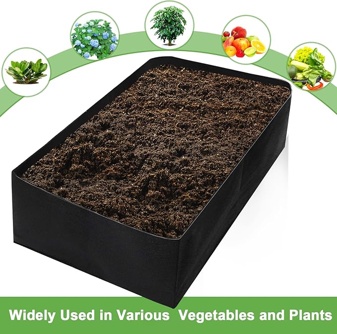 Fabric Raised Garden Bed, 6x3x1Ft 128Gallon Grow Bags, Rectangle Fabric Garden Bed for Growing Vegetables Potatoes Flowers Planting Container for Outdoor Gardenin (1Grid, 71 * 35 * 16in)