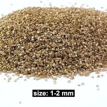 HappyFiller 1.3LB Fine Gold Crushed Glass Sand Broken Pieces Crush Terrarium Stones for Resin Arts,Vase Filler,Candle Holder Small Gravel,DIY Photo Decor or More Crafts Projecting
