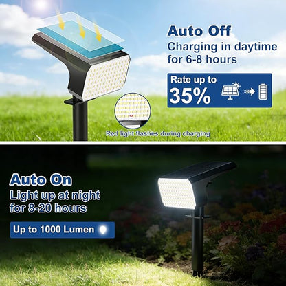 LANSOW Solar Spot Lights Outdoor Waterproof IP67, (12 Pack/90 LED/4 Modes) Solar Landscape Spotlights, 2-in-1 Solar Powered Flood Lights for Yard Garden Pathway Outside Tree, Auto ON/Off(Cool White)