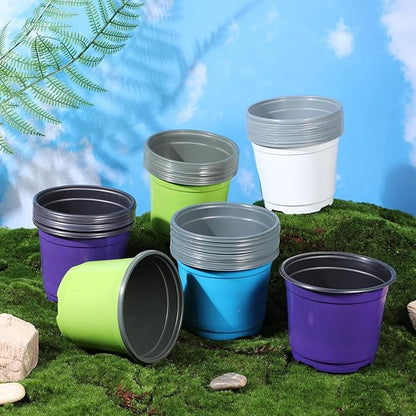 150 Pcs 4 Inch Plastic Nursery Pots Seedling Starting Pots with Drainage Holes Thicken Flower Planters Seed Starting Indoor Outdoor for Seedling Cutting Transplanting(Multicolor)