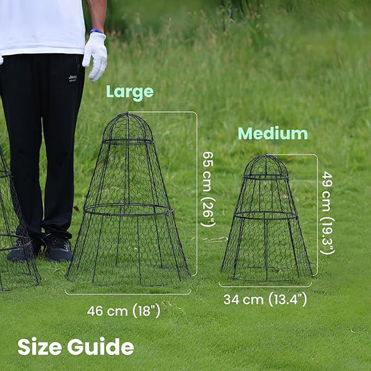 Easy-Snap Open Design Chicken Wire Cloche (6-Pack) - Adjustable Garden Plant Protectors from Birds & Animals for Large Plants & Flowers, 18" Dx26 H (L)