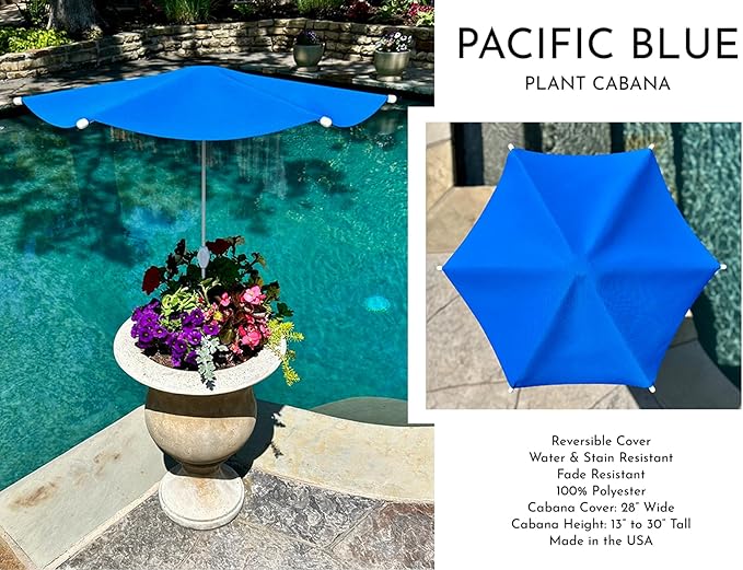 Fixed Plant Shade for Potted Plants 28" x 30" Outdoor Container Sun Shade Cover Premium Fabric Canopy with Fiberglass Frame & Soil Anchor Stripes & Solids Assembly Required