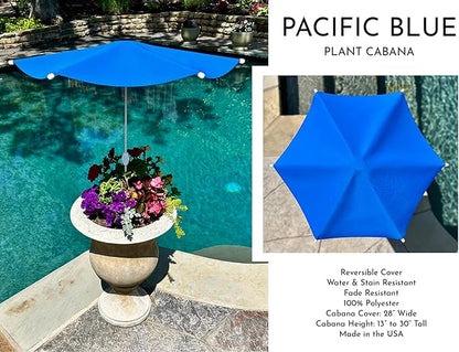 Fixed Plant Shade for Potted Plants 28" x 30" Outdoor Container Sun Shade Cover Premium Fabric Canopy with Fiberglass Frame & Soil Anchor Stripes & Solids Assembly Required