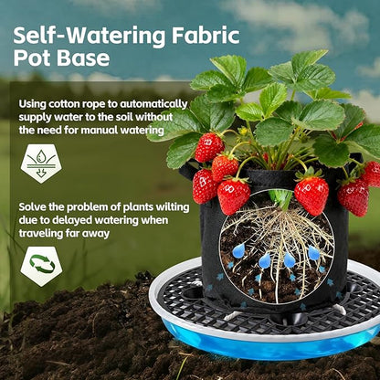 4 Pcs Self-Watering Pots Base，for 5 Gallon Fabric Pots, Auto-Irrigation Water Delivery System，for Indoor and Outdoor Plants
