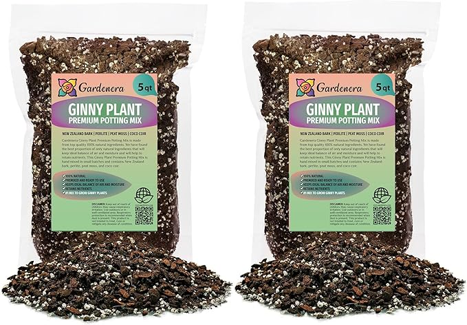 GARDENERA Monstera Ginny Planting Mix - Promotes Steady Growth and Healthy Leaves - 10 Quart (2 Bags of 5 Quart)