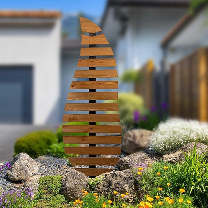 dobar® Green Label Trellis Complex in Leaf Shape Two-Tone Wooden - Standing Trellis with Stake for Garden - Plant Support for Climbing Plants
