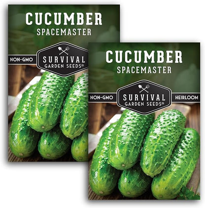 Spacemaster Cucumber Seeds for Planting | Compact Heirloom Non-GMO Variety for Small-Space Gardens – Survival Garden Seeds (2 Packs)