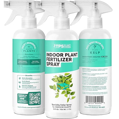 Indoor Plant Fertilizer Spray, Gentle Foliar Feeding Spray for Healthy Leaves and Plants, Liquid Fertilizer by TPS Plant Foods, 16oz (475ml)