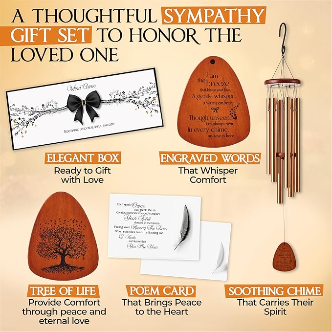 32 Inch Memorial Wind Chimes Outdoor, Sympathy Gifts for Loss of Loved One, Memorial Gifts for Loss of Mom, Sympathy Wind Chimes for Mother, Father, Brother, Sister