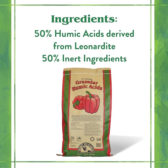 Down To Earth All Natural Fertilizers Organic Granular Humic Acids - Soil Amendment Adds Carbon, Increases Nutrient Uptake, 50 lb