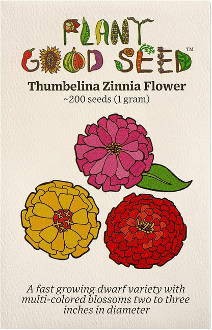 Plant Good Seed Organic Thumbelina Zinnia Seeds - Pack of 200, Heirloom Seeds for Planting Flowers - Gardening Supplies, Wildflower, Herb Garden, Flower Seeds to Plant Outside - from USA