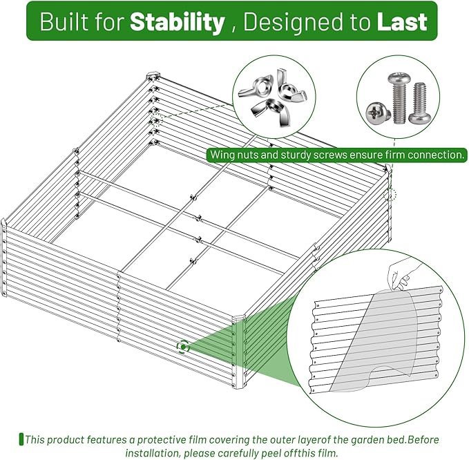 SnugNiture Galvanized Raised Garden Bed 4x4x2FT Outdoor Large Metal Planter Box Steel Kit for Planting Vegetables, Flowers