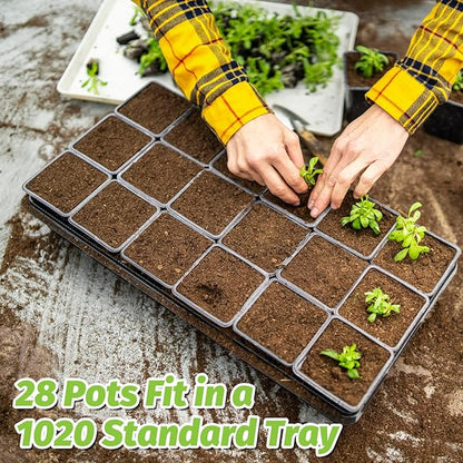 SUNPRO 100Pcs Square Nursery Pots 2.6 Inch Flexible Plastic Seedling Pots Small Plant Pot Thick Seed Starter Pot for Plants, Succulent, Flower with 60Pcs Plant Labels