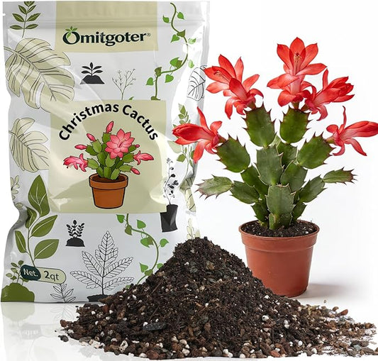 All-Natural Christmas Cactus Potting Soil Mix 4qt- Premium Well-Draining & Aerated ，Designed Specifically for Succulents and Cacti