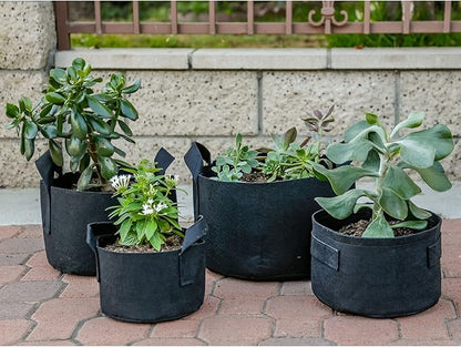 247Garden 5-Pack 7-Gallon Aeration Fabric Pot/Plant Grow Bag w/Handles (260 GSM, Black, 12H x 13D)