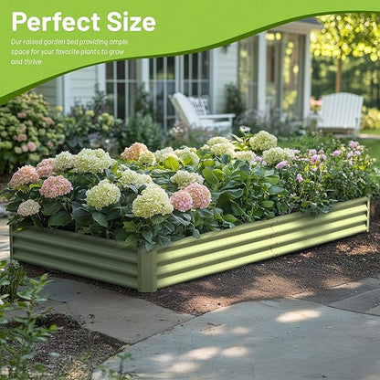 2PCS 8x4x1FT Galvanized Raised Garden Bed Kit, Galvanized Planter Raised Garden Boxes Outdoor, Large Metal Raised Garden Beds for Vegetables-Green