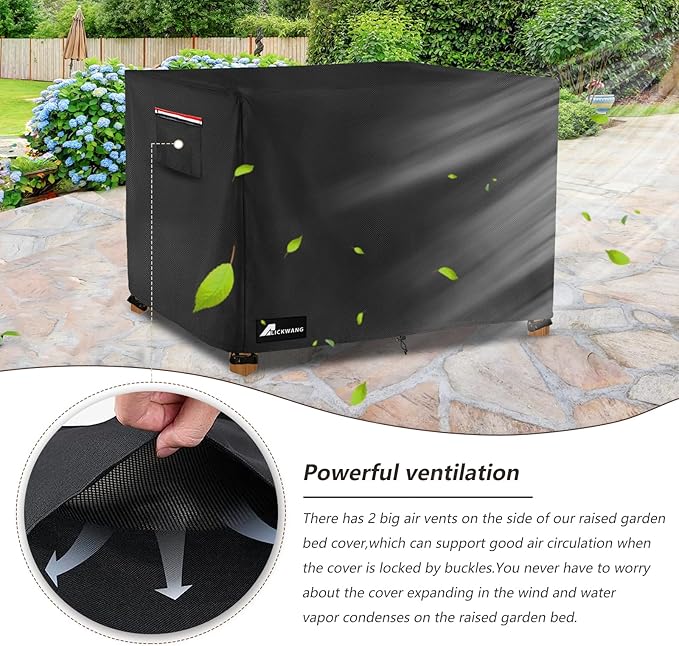 Outdoor Raised Garden Bed Cover,Heavy Duty 600D Waterproof Elevated Wood Planter Box Stand Cover for Winter,72"L x 24"Wx 30"H Inch(Black,Covers Only)