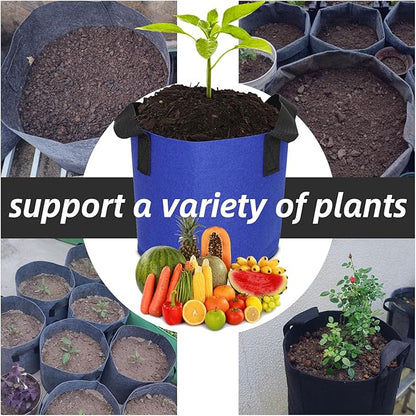Grow Bags,Growing Pot Bags Garden Grow Bag Indoor Outdoor Fabric Aeration Plant Pot Container Flower Vegetable Pouch (Dark Blue,10Gallon)