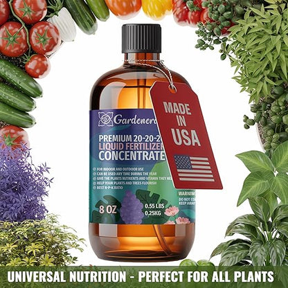 𝐏𝐑𝐄𝐌𝐈𝐔𝐌 All-Purpose 20-20-20 Liquid Fertlizer Spray - Increases Flowering and Yield on All Varieties of Fruits, Vegetables and Flowers| Liquid Plant Superfood Mist (8 OZ)