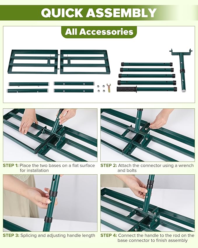 Lawn Leveling Rake, 30x10 Inch Lawn Leveler Tool with 78'' Adjustable Steel Handle, Durable Landscape Rake, Ease Level Soil Sand Dirt Surfaces,Ideal for Backyard, Garden, Golf Course, Pasture