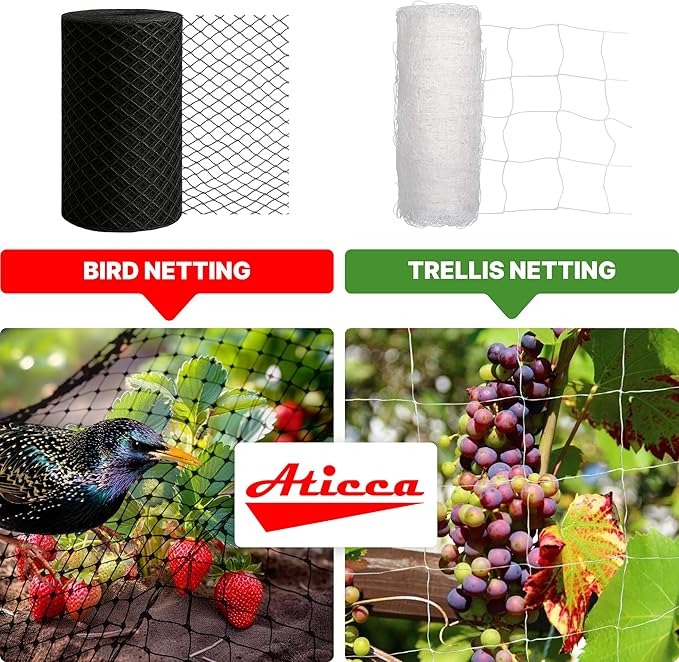 Heavy Duty Bird Netting for Garden Protection & Fruit Trees, 15x15 Ft with 10 Stakes – Black Anti-Bird Net for Poultry, Deer, & Squirrel Protection, Durable Nylon Mesh for Garden and Yard Use