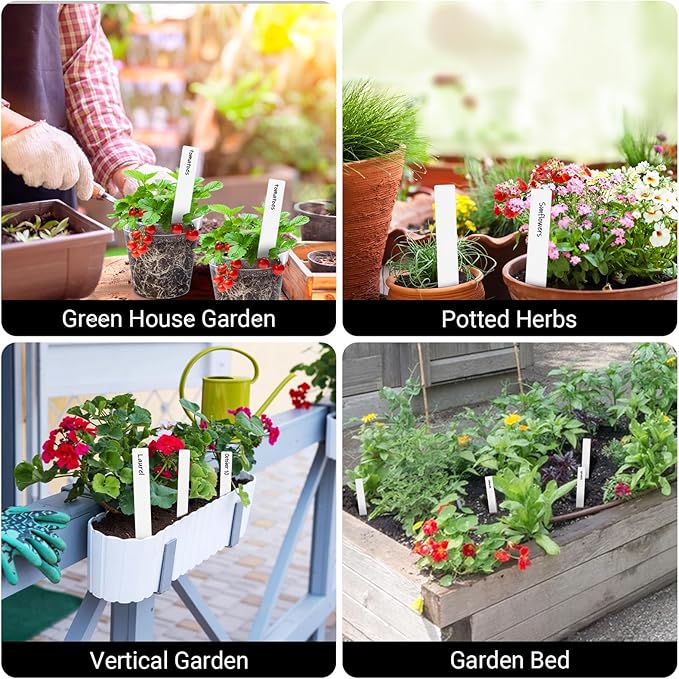 Greaner Plant Markers 50PCS, 8 Inch Plastic Plant Tags with Garden Marker Pen, Plant Tags and Labels for Outdoor Garden Waterproof, Plant Identification Stakes for Indoor Outdoor Plants-White