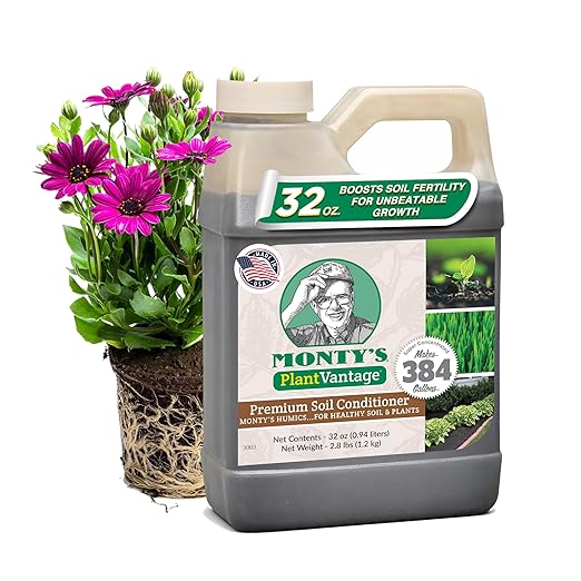 PlantVantage Liquid Soil Conditioner with Humic Acid – Soil Activator for Plants, Organic Amendment for All Soil Types, Improves Plant Nutrients Uptake, Moisture Retention & Microbial Activity – 32 oz