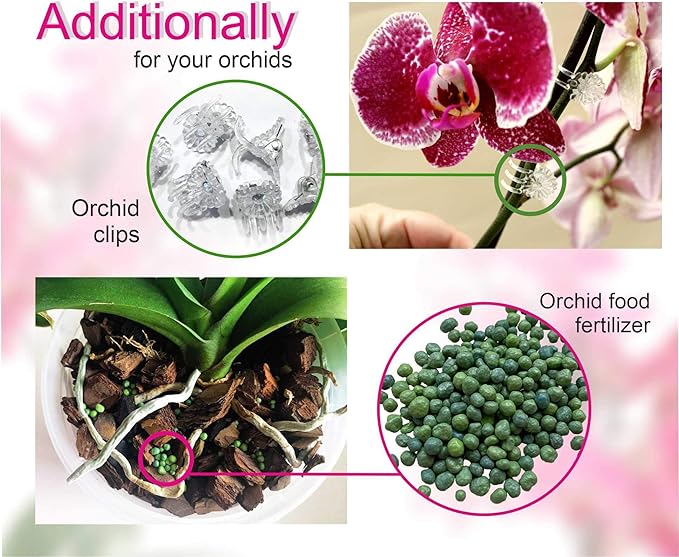 SMEREKA Orchid Repotting Kit with 6-Inch Clear Slotted Pots, Premium Potting Mix, Fertilizer, Cytokinin Paste, and Supportive Clips for Healthy Indoor Orchid Growth