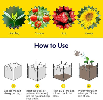 YSSOA 5-Pack 3 Gallon Grow Bags Heavy Duty Thickened Nonwoven Aeration Fabric Pots with Handles, Cloth Pots for Plants, Vegetable, Flower, Tomato Potato