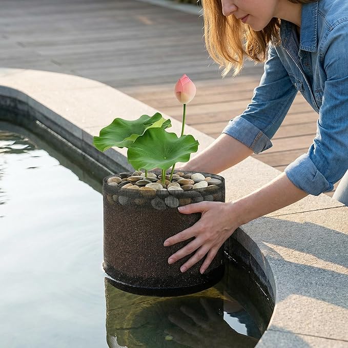 Hiceeden 6 Pcs Mesh Pond Plant Bag, 7" x 7.4" Reusable Pond Planting Pot, Breathable Plastic Aquatic Planter Grow Bags for Garden, Water Lily, Lotus, Hyacinth, Daffodil
