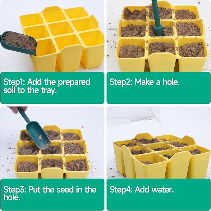 Silicone Seed Starter Tray - 8-Pack Seedling Starter Trays with Flexible Pop-Out Cells for Seed Starting, Indoor Gardening, Reusable Plant Germination Trays, BPA-Free & Dishwasher Safe
