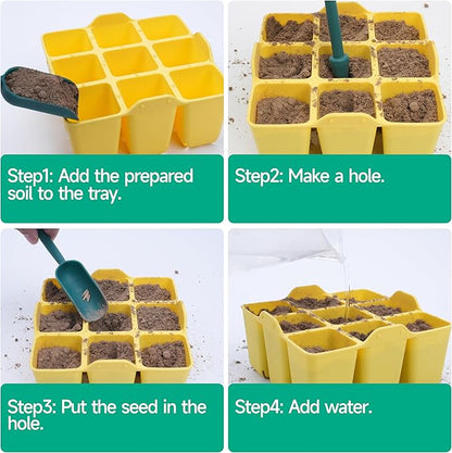 Silicone Seed Starter Tray - 8-Pack Seedling Starter Trays with Flexible Pop-Out Cells for Seed Starting, Indoor Gardening, Reusable Plant Germination Trays, BPA-Free & Dishwasher Safe