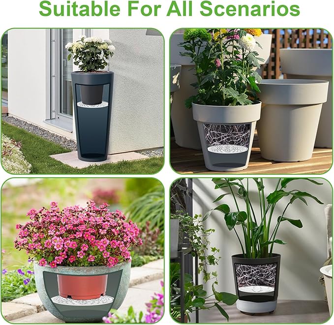 Plant Risers For Inside pots: 6 Pack Planter Inserts for 10 11 13 Inch Pots with Drainage Holes Use Less Potting Soil Plant Risers for Inside Pots for Tall or Short Planters for Indoor & Outdoor