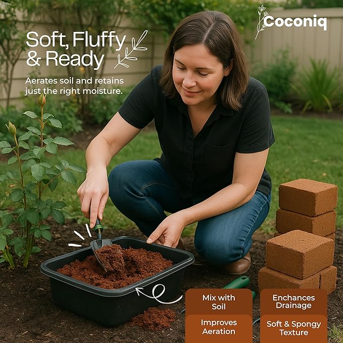 Coco Coir Block 4 Blocks (40 Pounds) - Large Compressed Coconut Fiber Brick for Potting, Gardening, Planting, Seed Starting, Indoor & Outdoor Plants