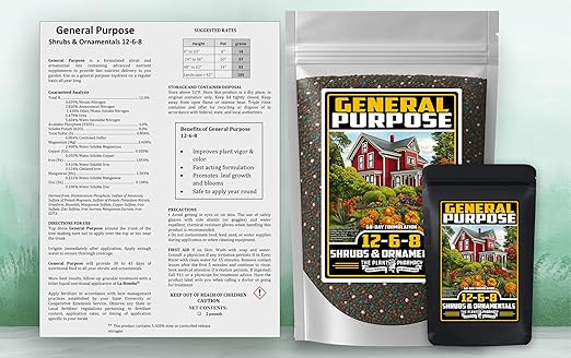 Fertilizer Commercial Grade | General Purpose 12-6-8 | 1 Pound | Custom Professional Mix Blend | Shrub, Tree & Ornamental | Fast Release 60 Day Feed, Macronutrient & Micronutrient Formula for Plants
